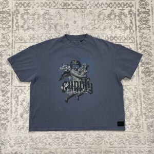 Supply & Demand Boxy Tee Women's Gray Cropped Angel Print Gray Shirt Size Medium